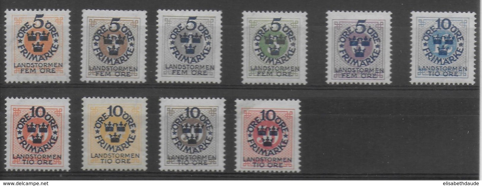 SUEDE - YVERT N°76/85 * MH  - COTE = 75 EUR. - Unused Stamps