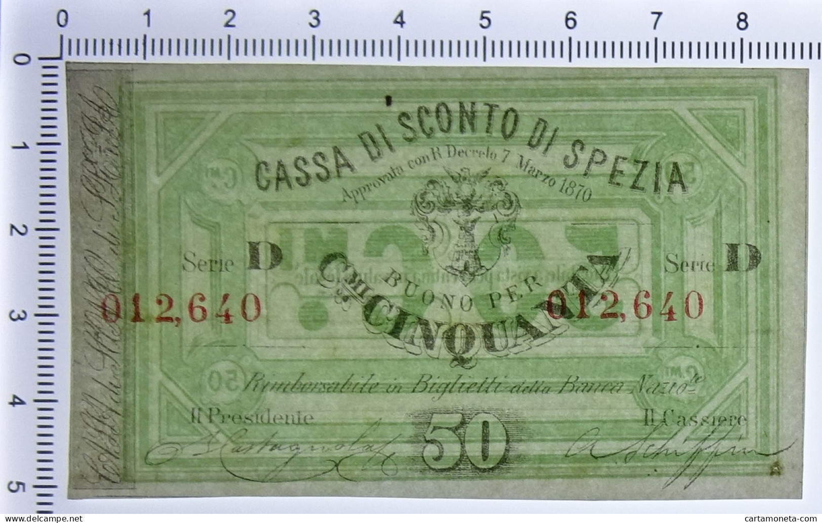 50 CENTESIMI BIGLIETTO FIDUCIARIO CASSA DI SCONTO DI SPEZIA SPL- - Altri & Non Classificati