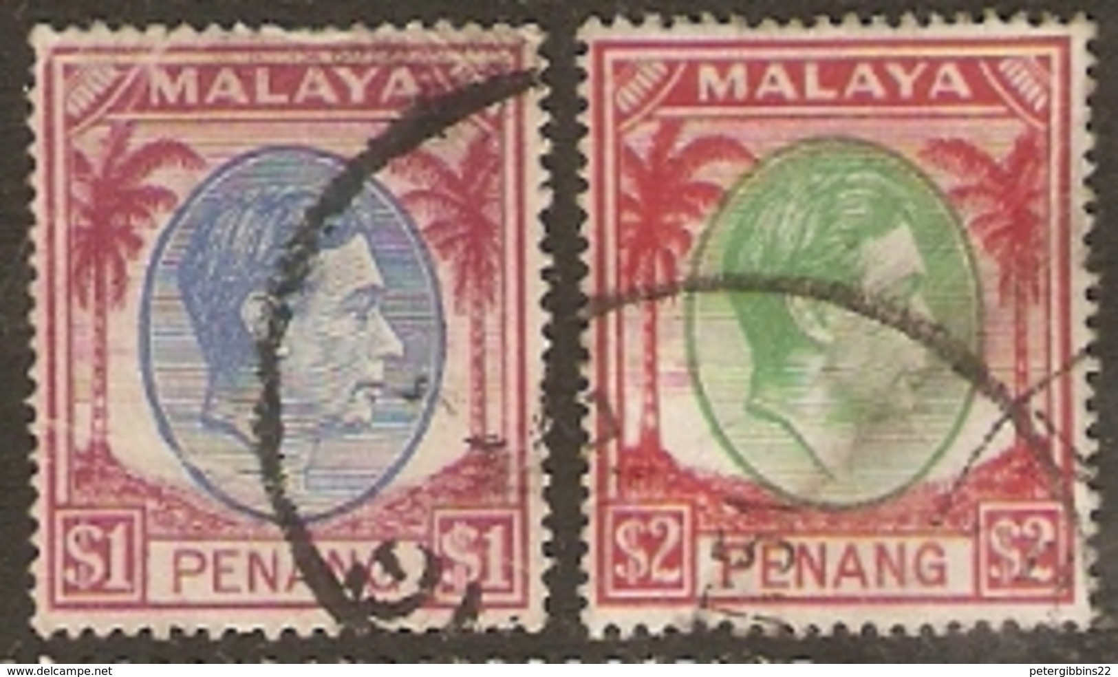 Malaya  Penang    1949    SG  20,21 $1,$2  Fine Used - Penang
