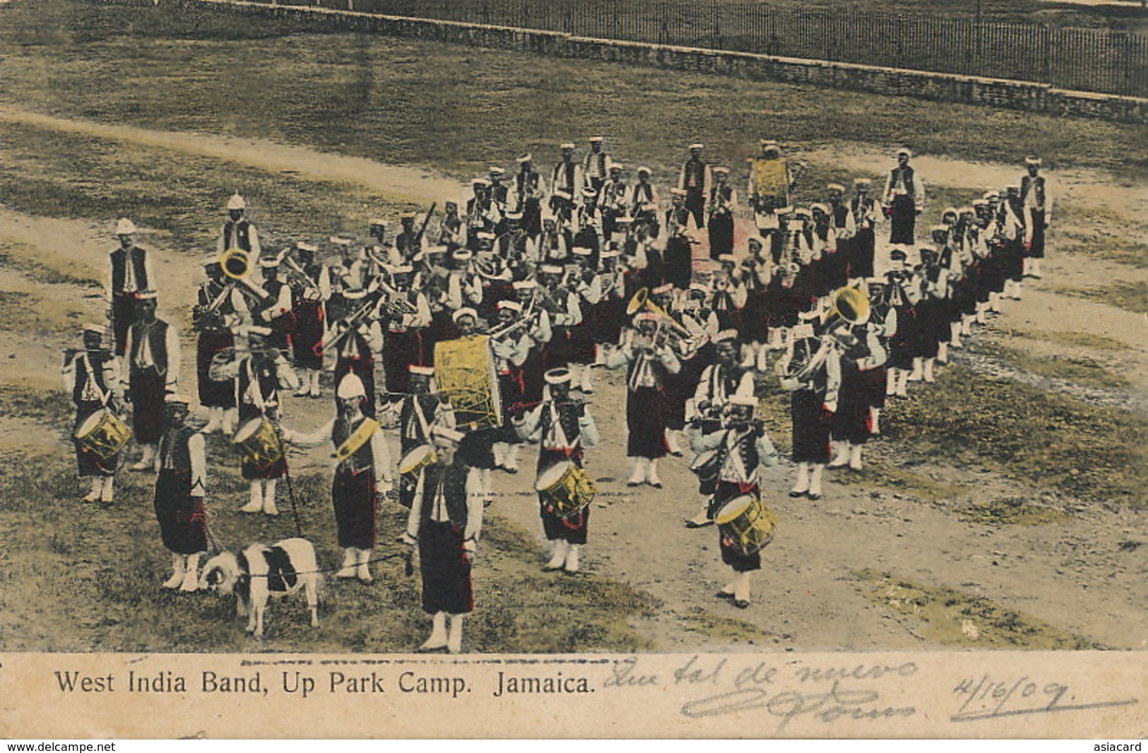 West India  Band Jamaica Orchestre  Up Park Camp Sheep Mascot Hand Colored  Stamped To Cuba - Jamaïque