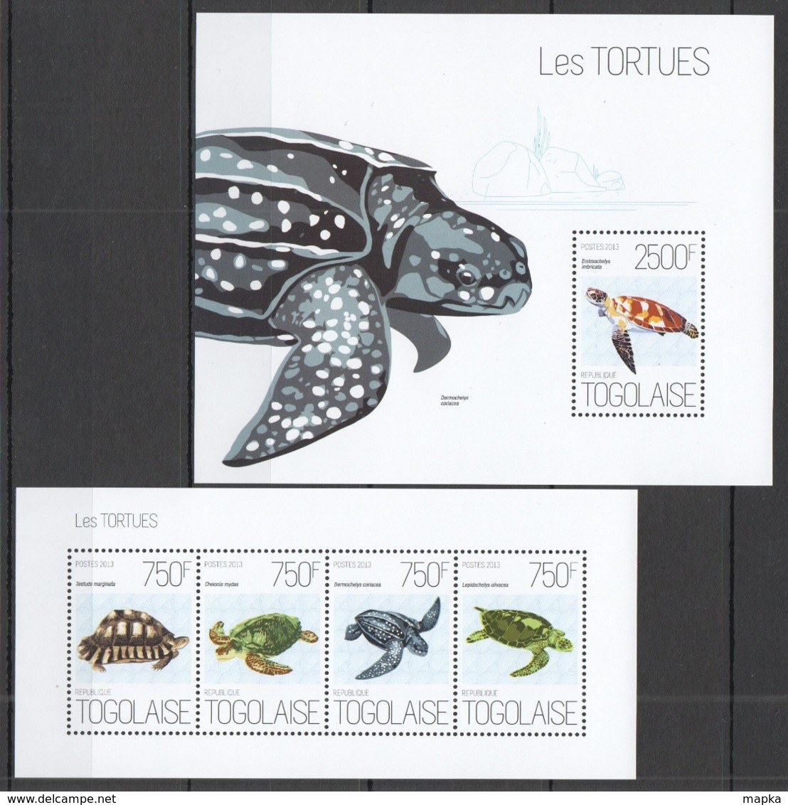 TG638 2013 TOGO TOGOLAISE FAUNA REPTILES MARINE LIFE SEA TURTLES LES TORTUES KB+BL MNH - Tortugas