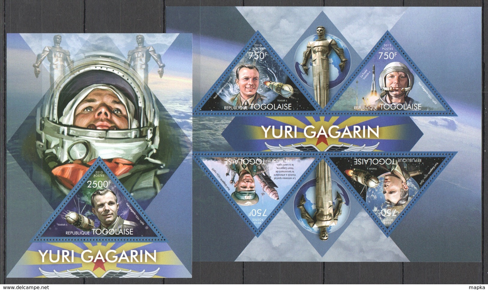 TG708 2013 TOGO TOGOLAISE FIRST MAN IN SPACE YURI GAGARIN VOSTOK 1 KB+BL MNH - Autres & Non Classés