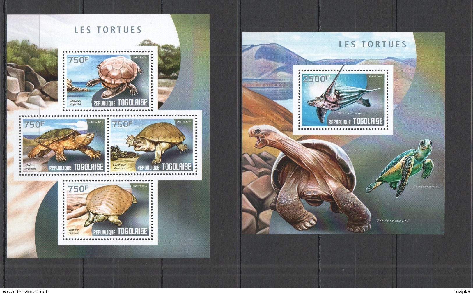 TG476 2014 TOGO TOGOLAISE FAUNA REPTILES MARINE LIFE TURTLES LES TORTUES KB+BL MNH - Tortugas