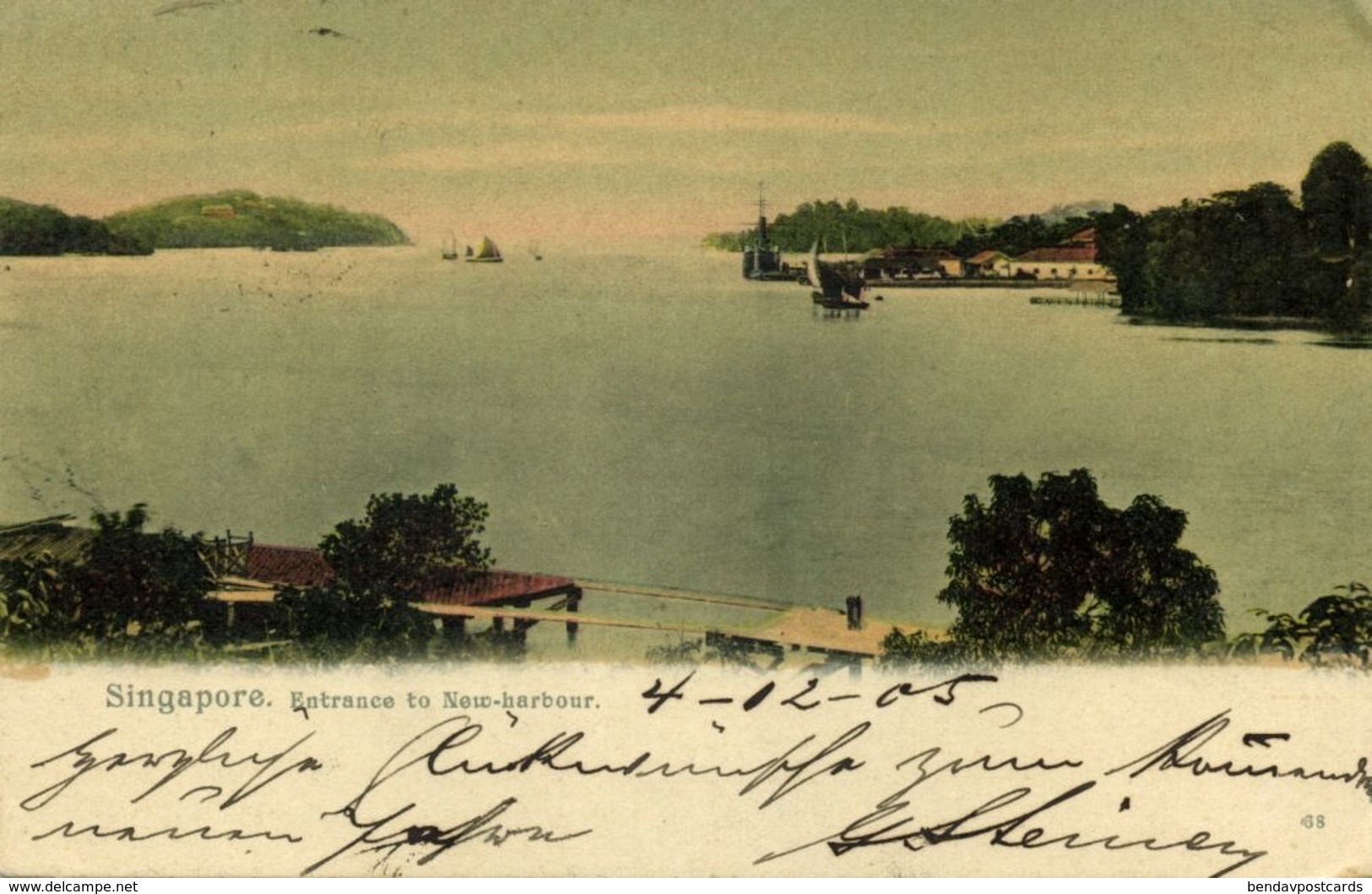 Straits Settlements, SINGAPORE, Entrance To New-Harbour (1905) Postcard - Singapore