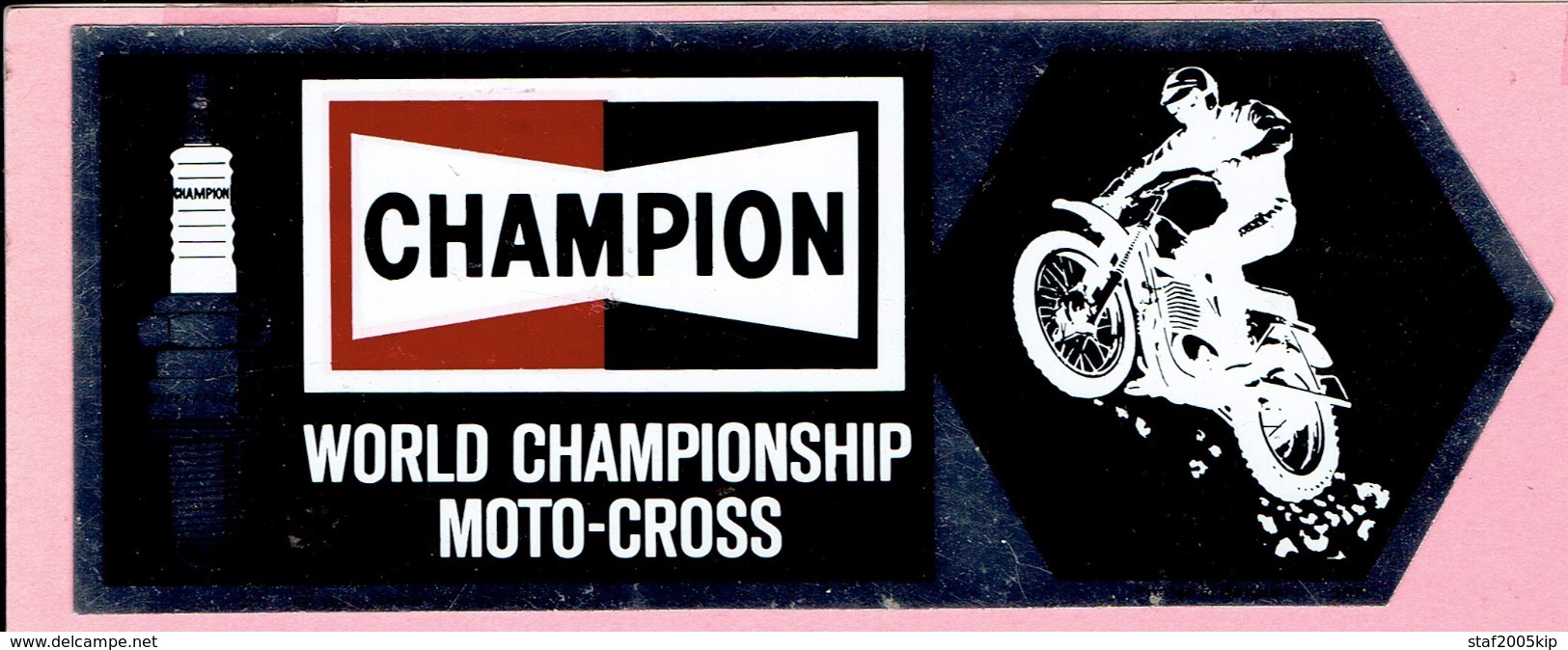 Sticker - CHAMPION - WORLD CHAMPIONSHIP MOTO-CROSS - Bougie - Autocollants