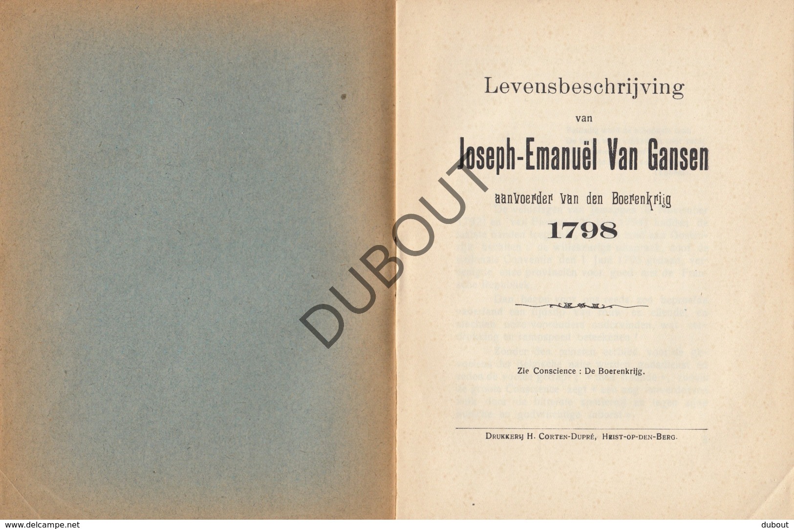 Boerenkrijg - J-E. Van Gansen - Levensbeschrijving - Heist Op Den Berg (R297) - Antique