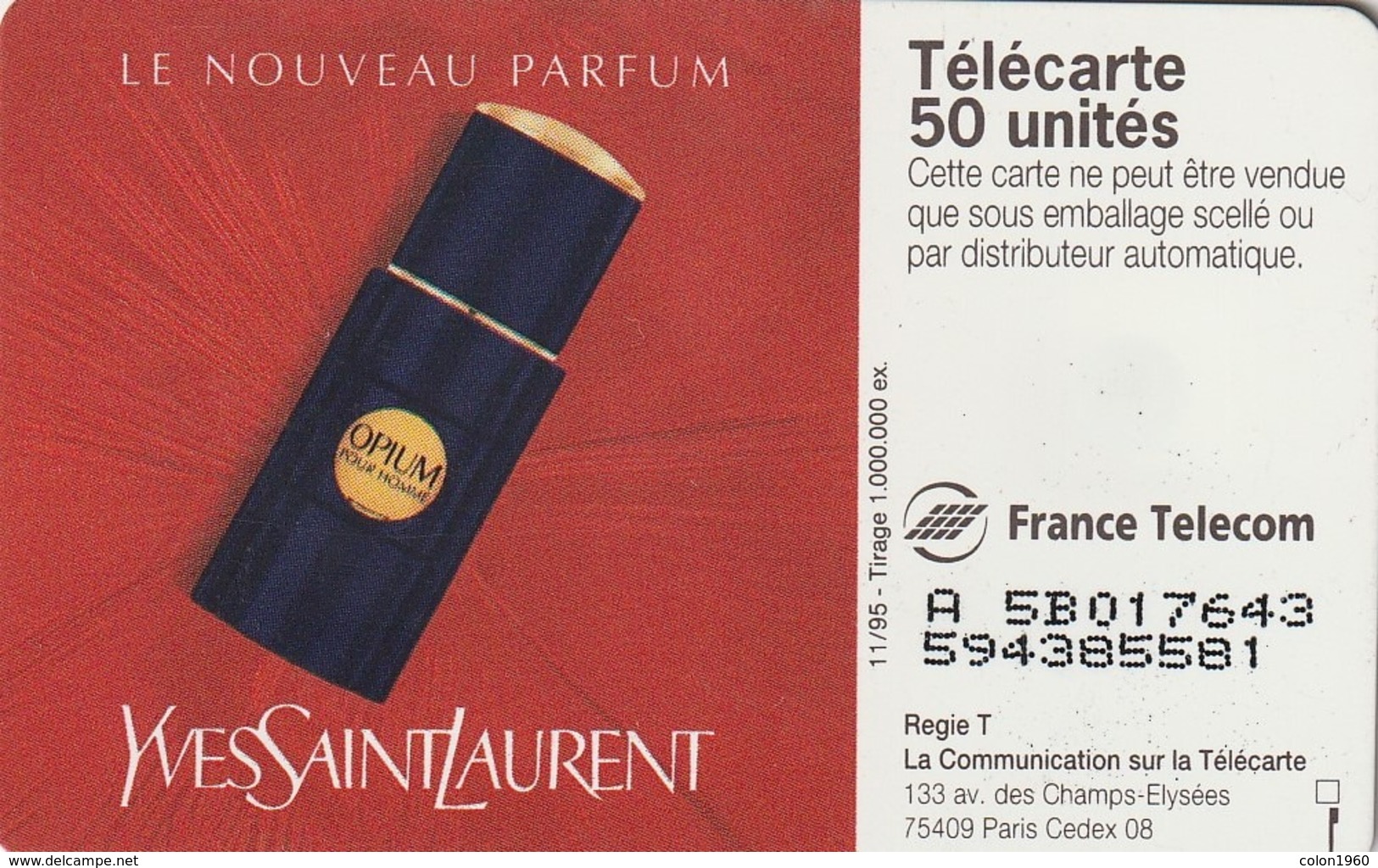 FRANCIA. Opium Homme. 0605. 11/95. (232). - 1995