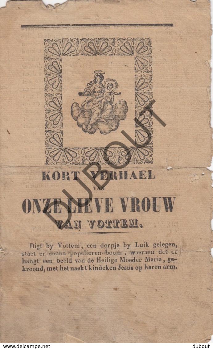 VOTTEM/Herstal/Luik - Kort Verhaal Onze Lieve Vrouw 1851 - Uiterst Zeldzaam! (R314) - Antique