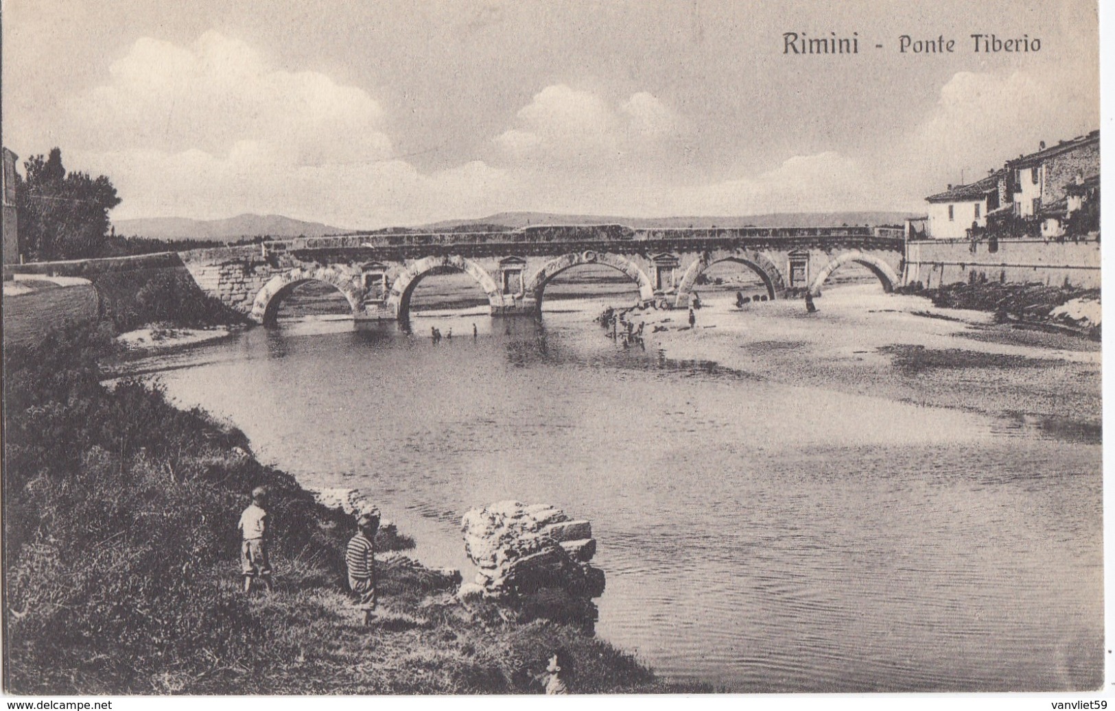 RIMINI-PONTE TIBERIO-BELLA VEDUTA-CARTOLINA NON VIAGGIATA-ANNO 1915-1925 - Rimini