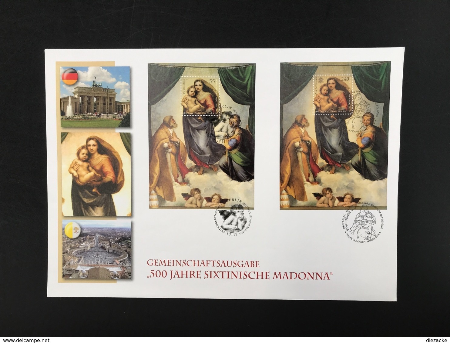 Gemein.Ausg. Vatikan-Deutschland Ersttagsbriefe/ FDC Sixtin. Madonnen (BW7448 - Other & Unclassified