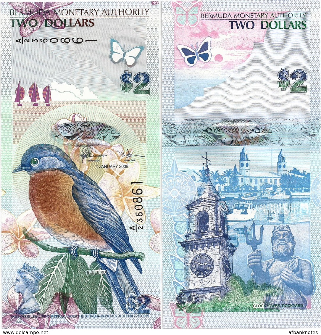 BERMUDA       2 Dollars       P-57c       1.1.2009 (2018)       UNC  [ Prefix: A/2 ] - Bermudas