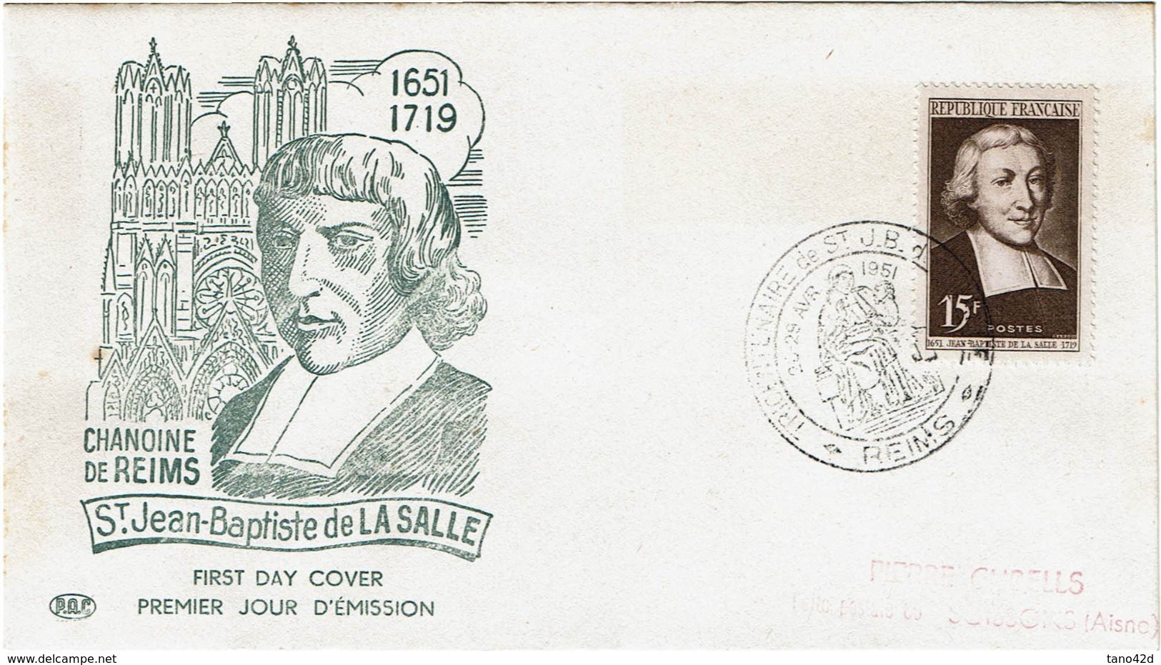 LCTN57PM- FRANCE FDC LA SALLE 28/4/1951 COTE EUR 90.00 - 1950-1959