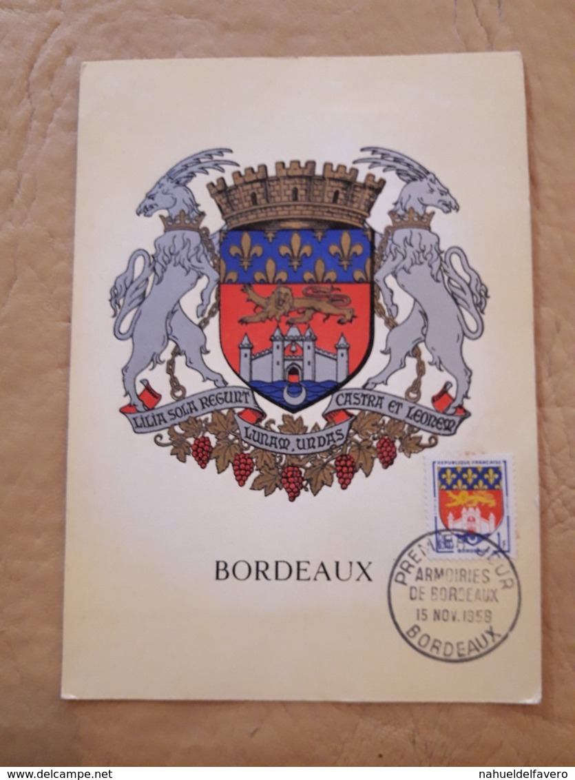 France, Carte Premier Jour Bordeaux 1958 - 1950-1959