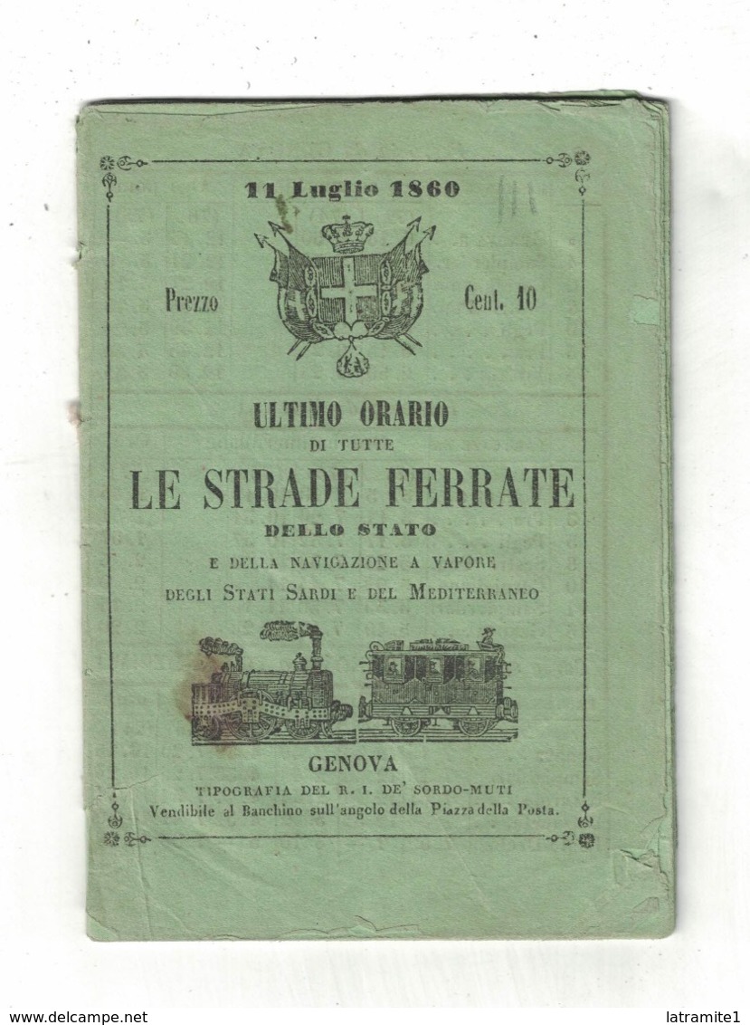 LIBRO  ORARIO DI TUTTE LE STRADE FERRATE DELLO STATO 1860 - Turismo, Viaggi