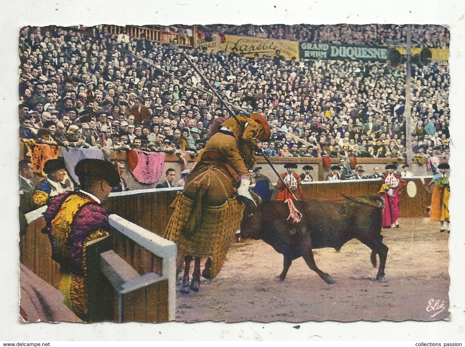 Cp , Corrida ,  La Course De Taureaux ,une Pique Trop En Arrière Du Garrot ,le Toro Chargeant Le Picador , Vierge - Corridas