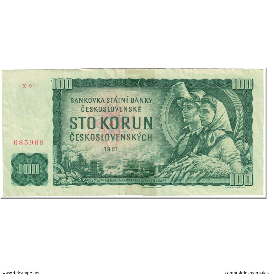 Billet, Tchécoslovaquie, 100 Korun, 1961, Undated (1961), KM:91c, AB - Tschechoslowakei