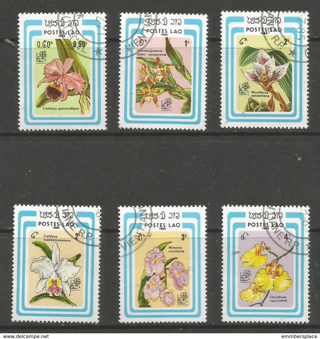 Laos - 1985 Buenos Aires Stamp Exhibition - Orchids CTO  Sc 637-42 - Laos