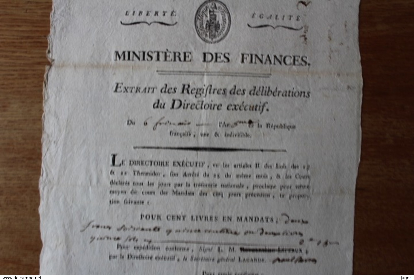 Révolution Française  Departement Du Var Vignette  Cours Des Mandats  De 100 Livres - Documents Historiques