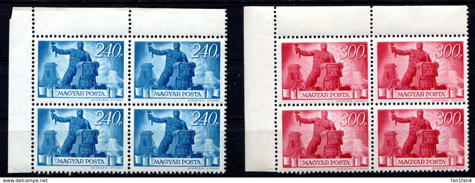 HONGRIE - (Royaume (Régence)) - 1945-46 - Bloc De 4 Des N° 750 Et 751 - (Reconstruction) - Unused Stamps