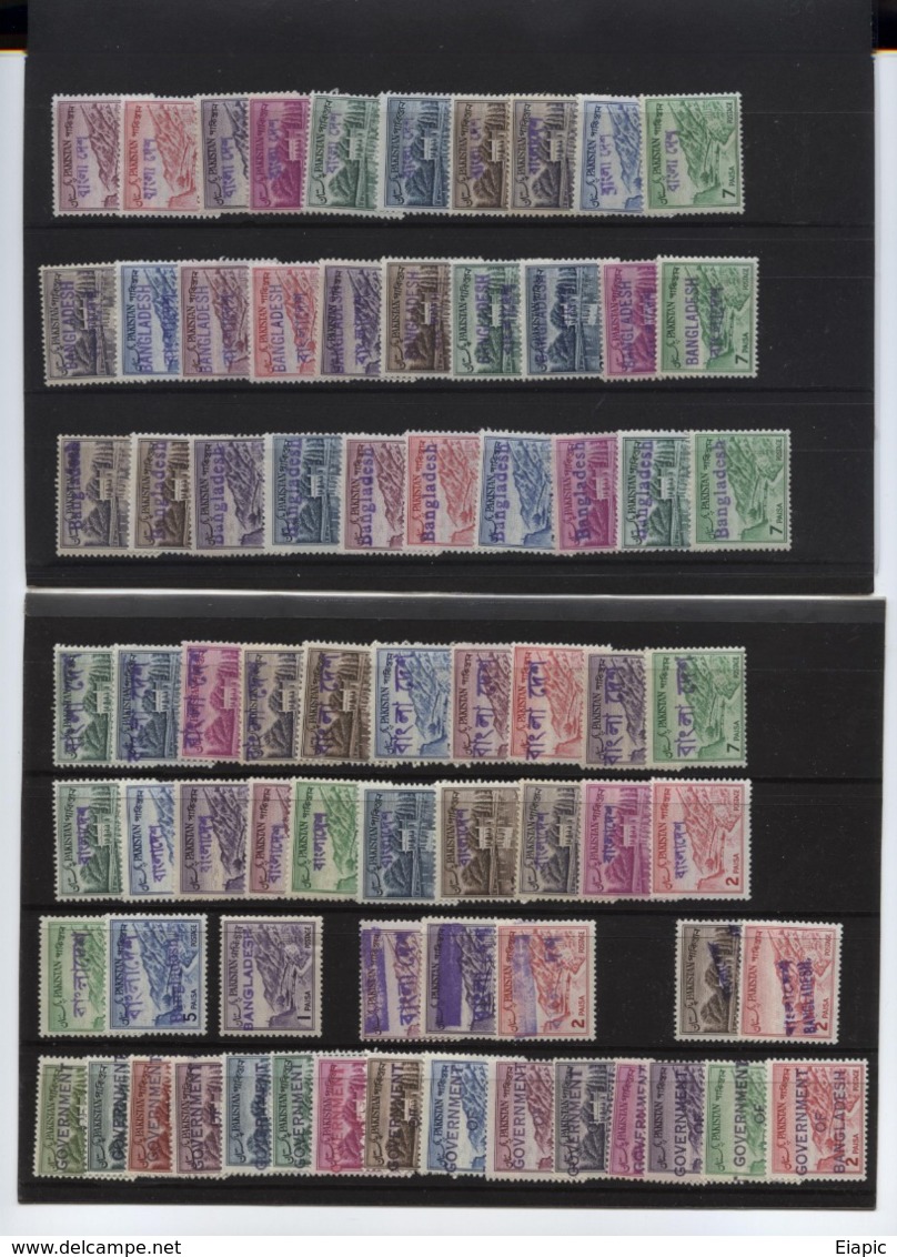 BANGLADESH 1971/1972 Local Hand Overprinted On Pakistan Stamps - 208 Different Values MNH - Bangladesh