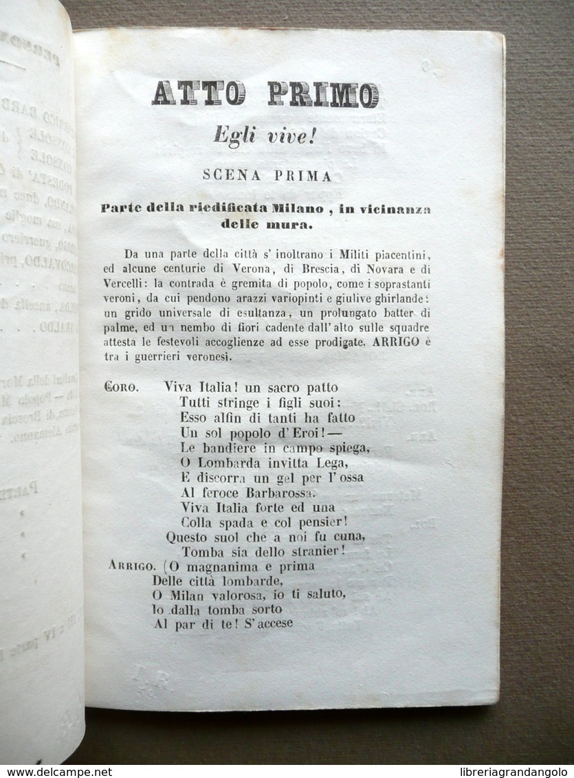 Libretto La Battaglia Di Legnano Giuseppe Verdi Teatro Carcano Ricordi 1859 - Non Classificati