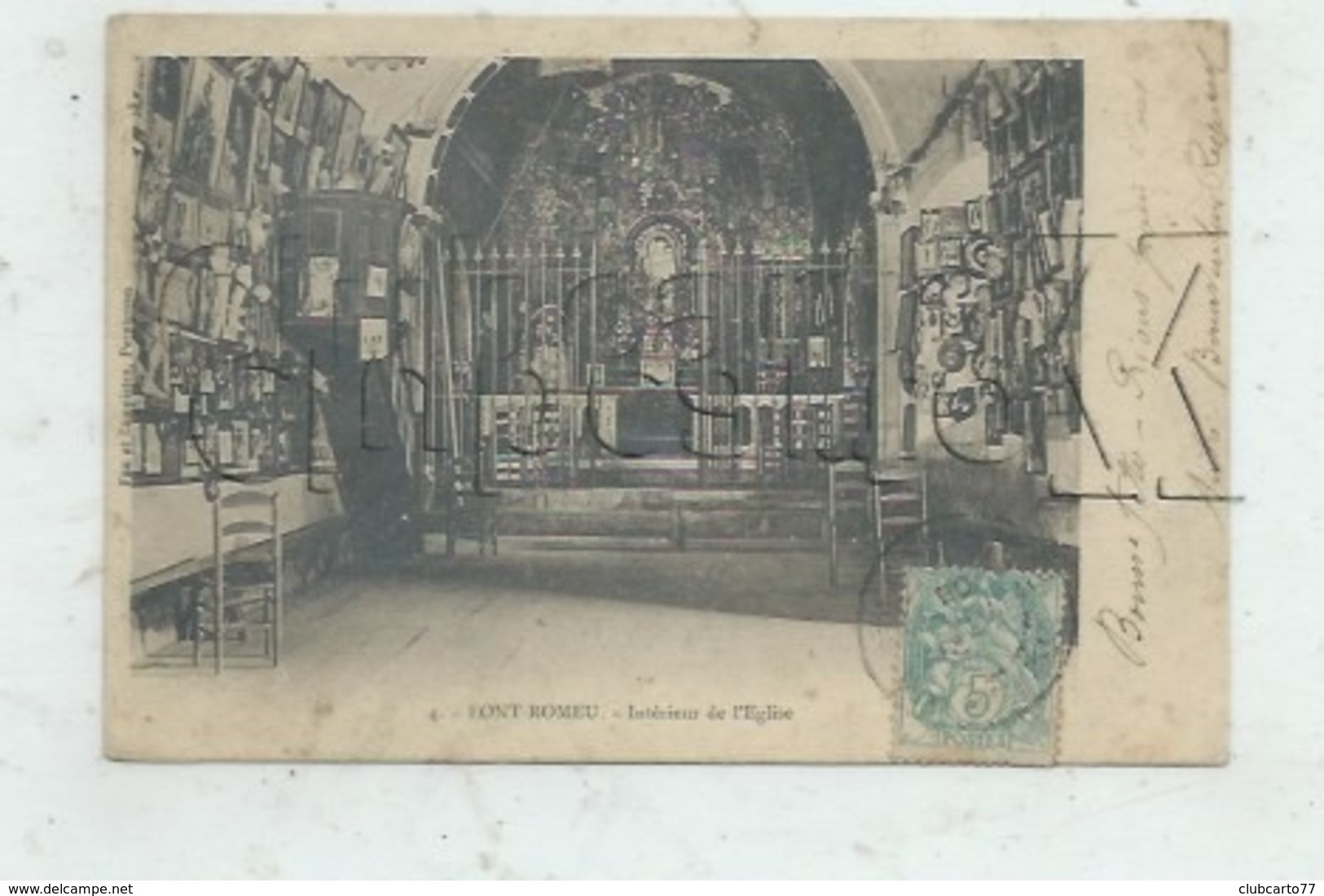 Font-Romeu-Odeillo-Via (66) : L'intérieur De L'église De Font-Romeu Env 1905 PF. - Autres & Non Classés