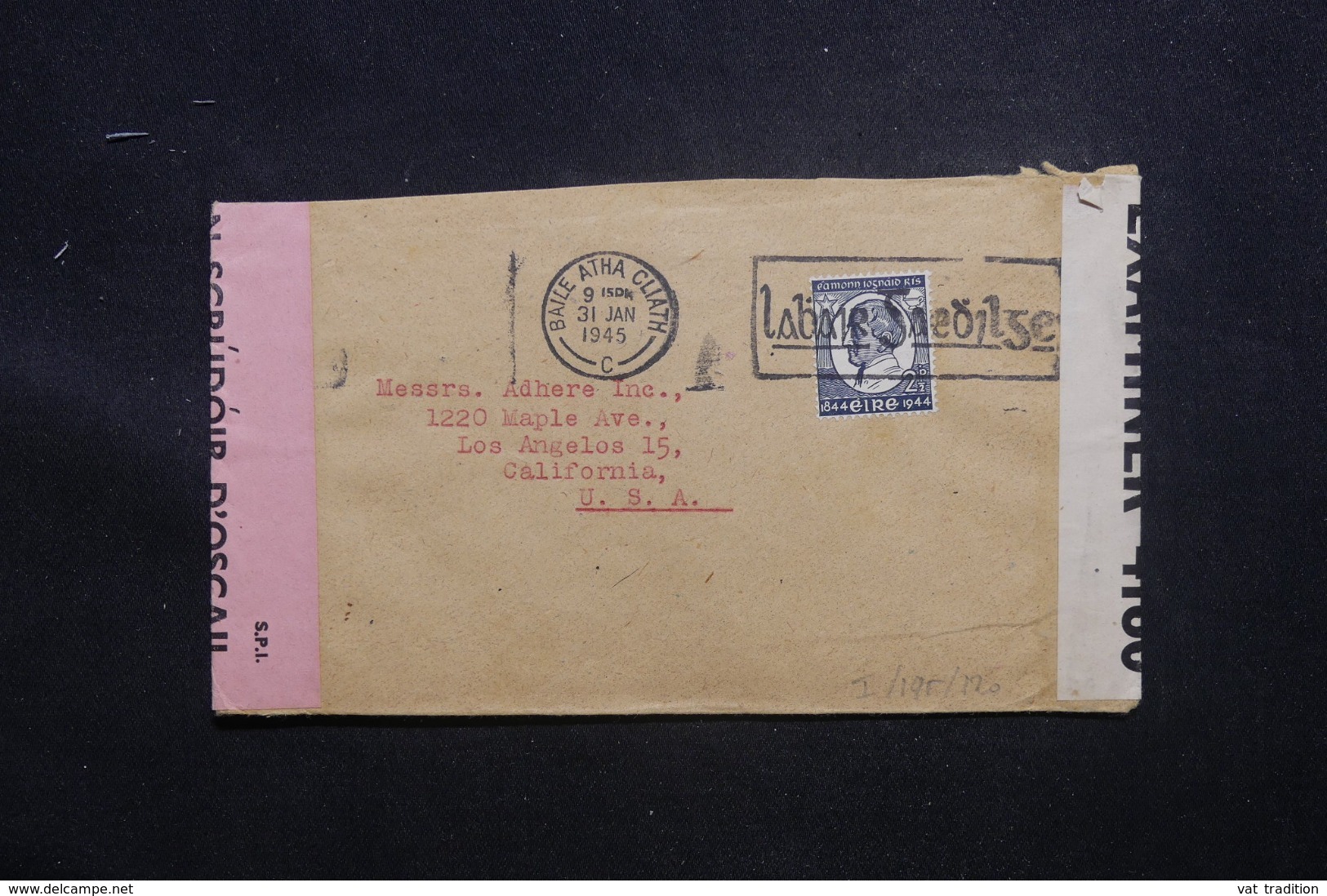 IRLANDE - Enveloppe De Baile Atha Cliath Pour Les U.S.A. En 1945 Avec Contrôle, Affranchissement Plaisant - L 43505 - Cartas & Documentos