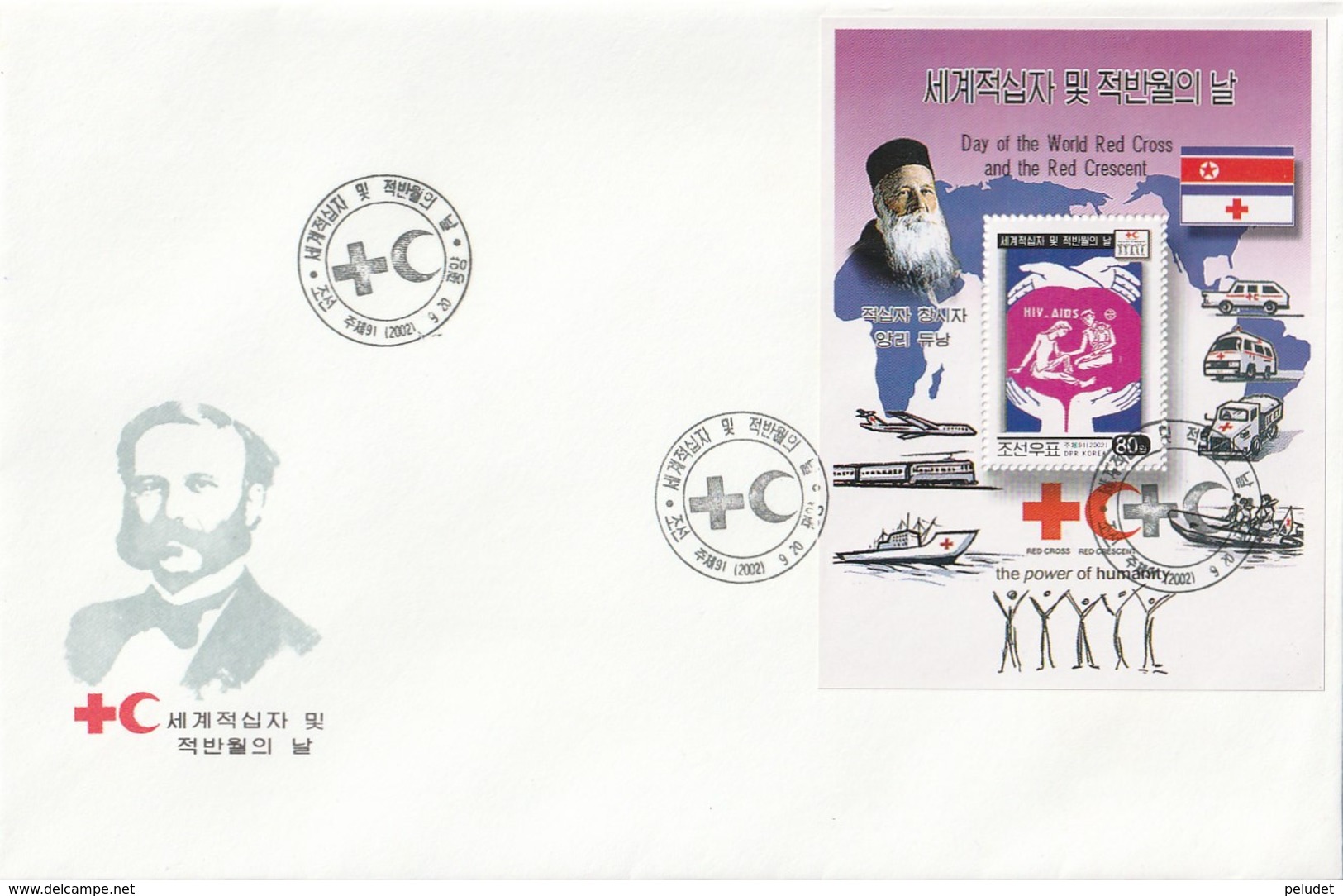 NORTH KOREA - COREA DEL NORTE - FDC - 2002 Red Cross And Red Crescent - Minisheet Peforate - Corea Del Norte