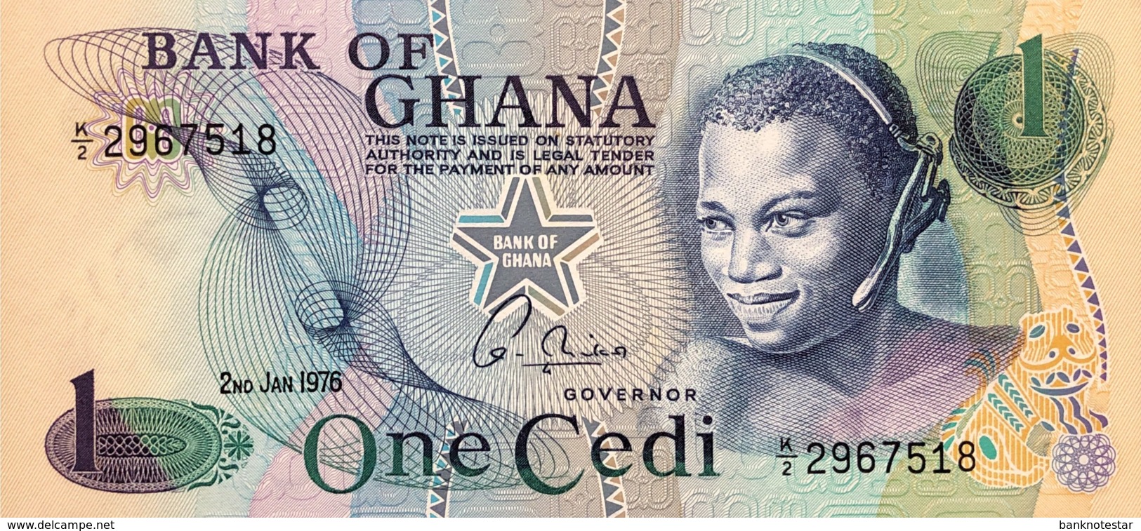 Ghana 1 Cedi, P-13c (1976) - UNC - Ghana