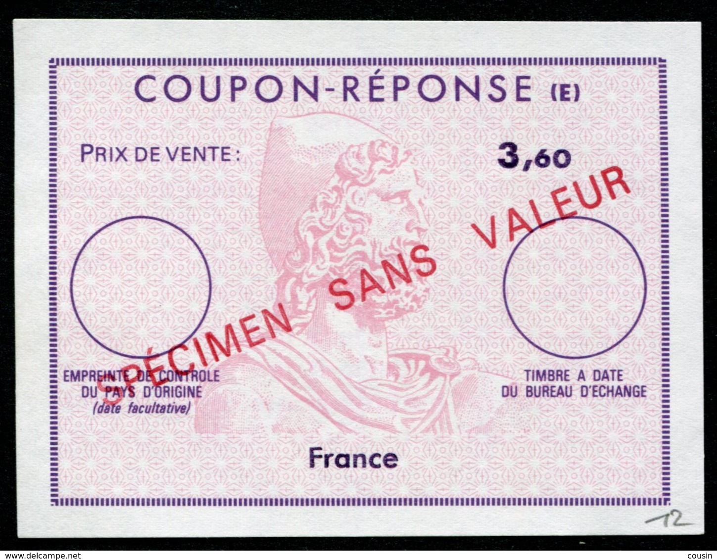 COUPON REPONSE SPECIMEN SANS VALEUR - Reply Coupons