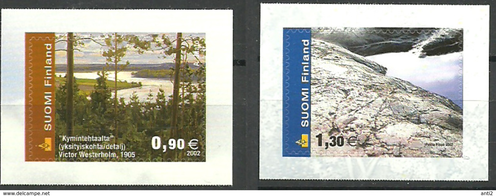 Finland 2002 Sceneries,  Kymi River (detail); Paintings By Victor Westerholm, Granite Rocks, Mi  1605-1606, MNH(**) - Unused Stamps