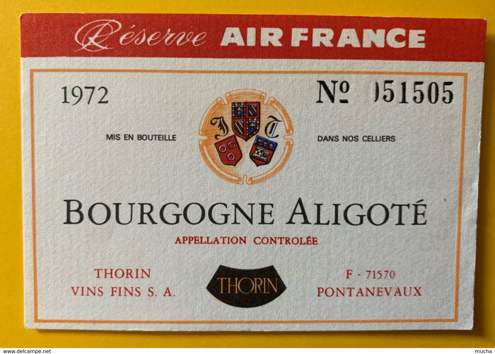 11901 - Bourgogne Aligoté 1972 Réserve Air France - Bourgogne