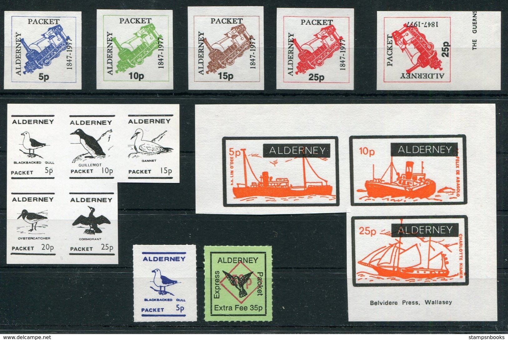 Alderney X 25 Packet Shipping Local Bird Ships Mint + Used Stamps - Alderney