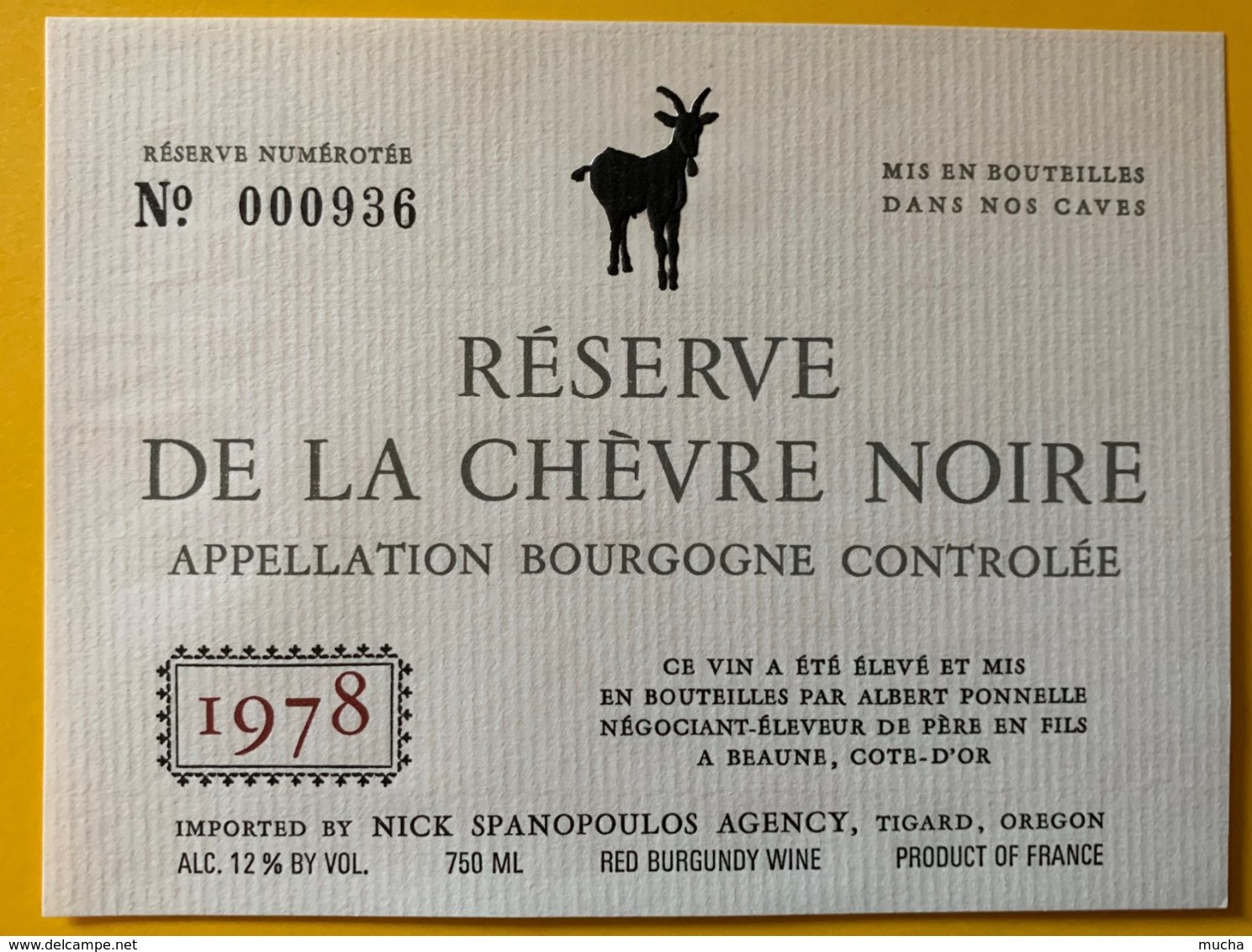 11906 -  Bourgogne Réserve De La Chèvre Noire 1978 - Bourgogne