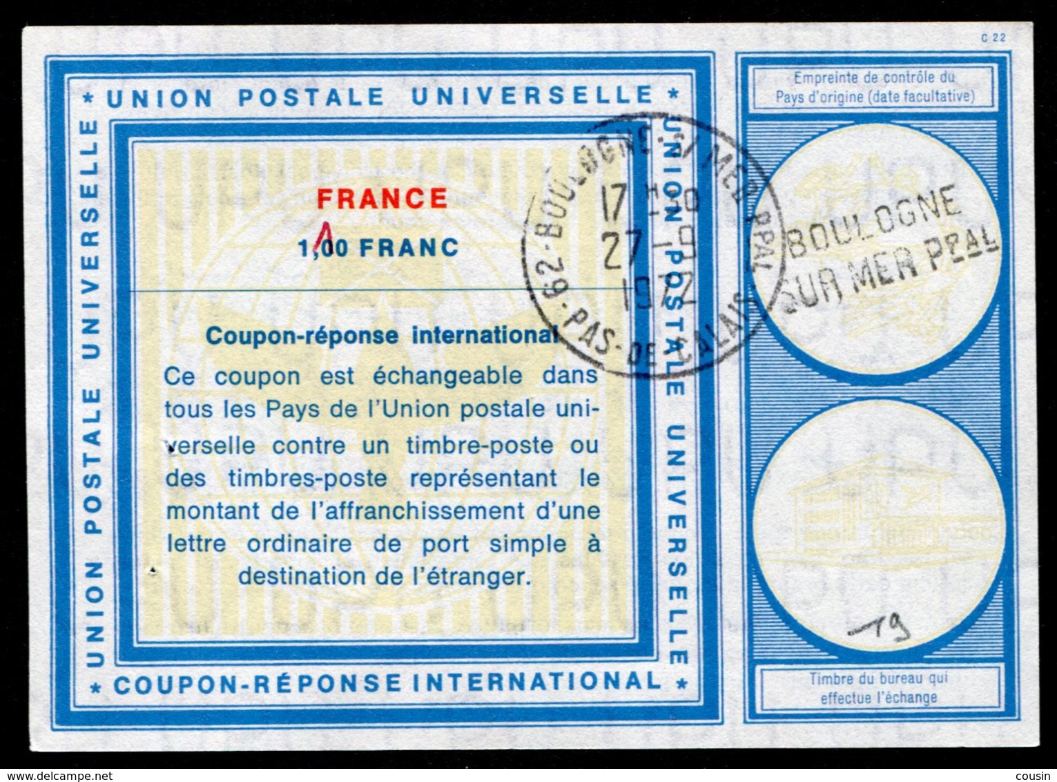 FRANCE  International Reply Coupon / Coupon Réponse International - Coupons-réponse