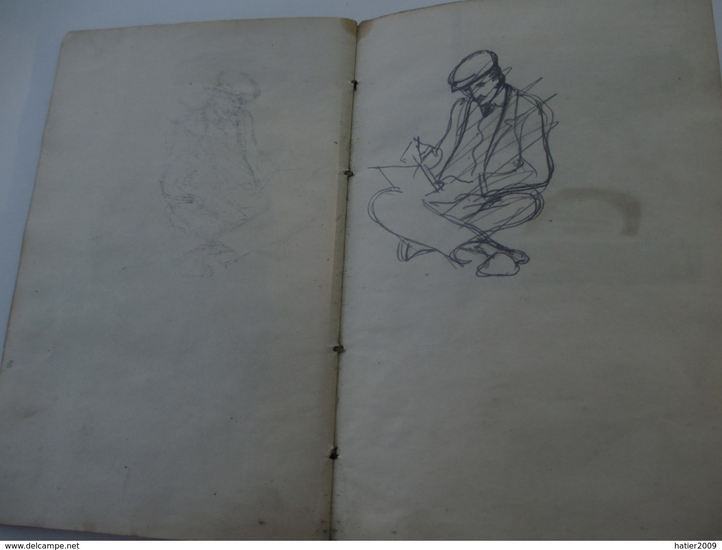 Superbe CARNET contenant + de 150 dessins croquis aquarelles études_artiste peintre a identifier_ Epoque fin XIX