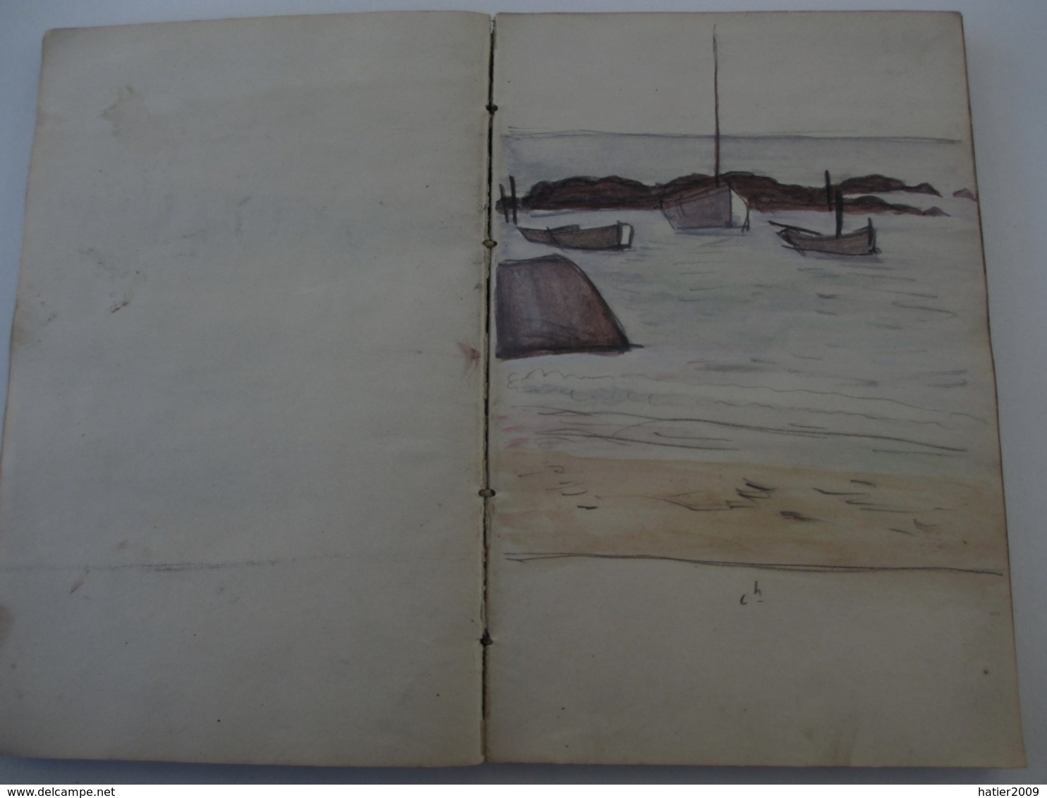 Superbe CARNET contenant + de 150 dessins croquis aquarelles études_artiste peintre a identifier_ Epoque fin XIX