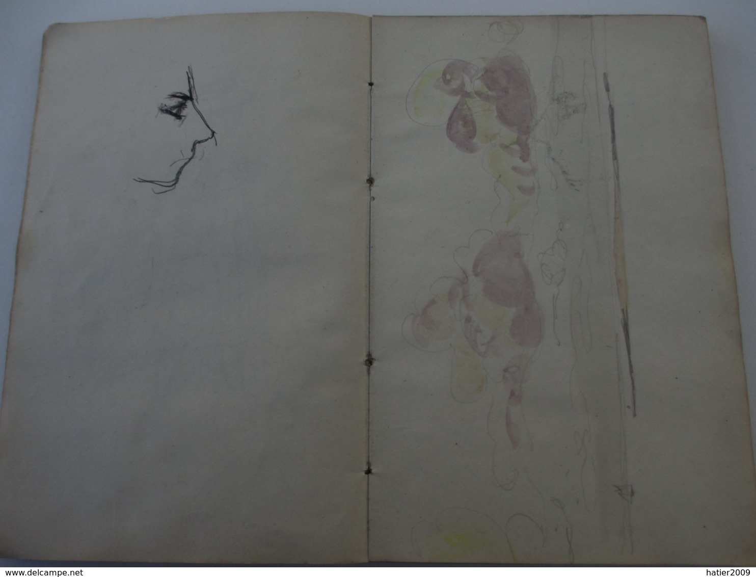 Superbe CARNET contenant + de 150 dessins croquis aquarelles études_artiste peintre a identifier_ Epoque fin XIX