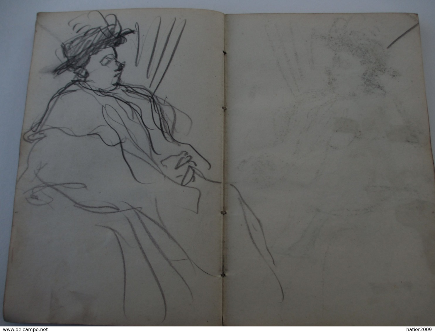 Superbe CARNET contenant + de 150 dessins croquis aquarelles études_artiste peintre a identifier_ Epoque fin XIX