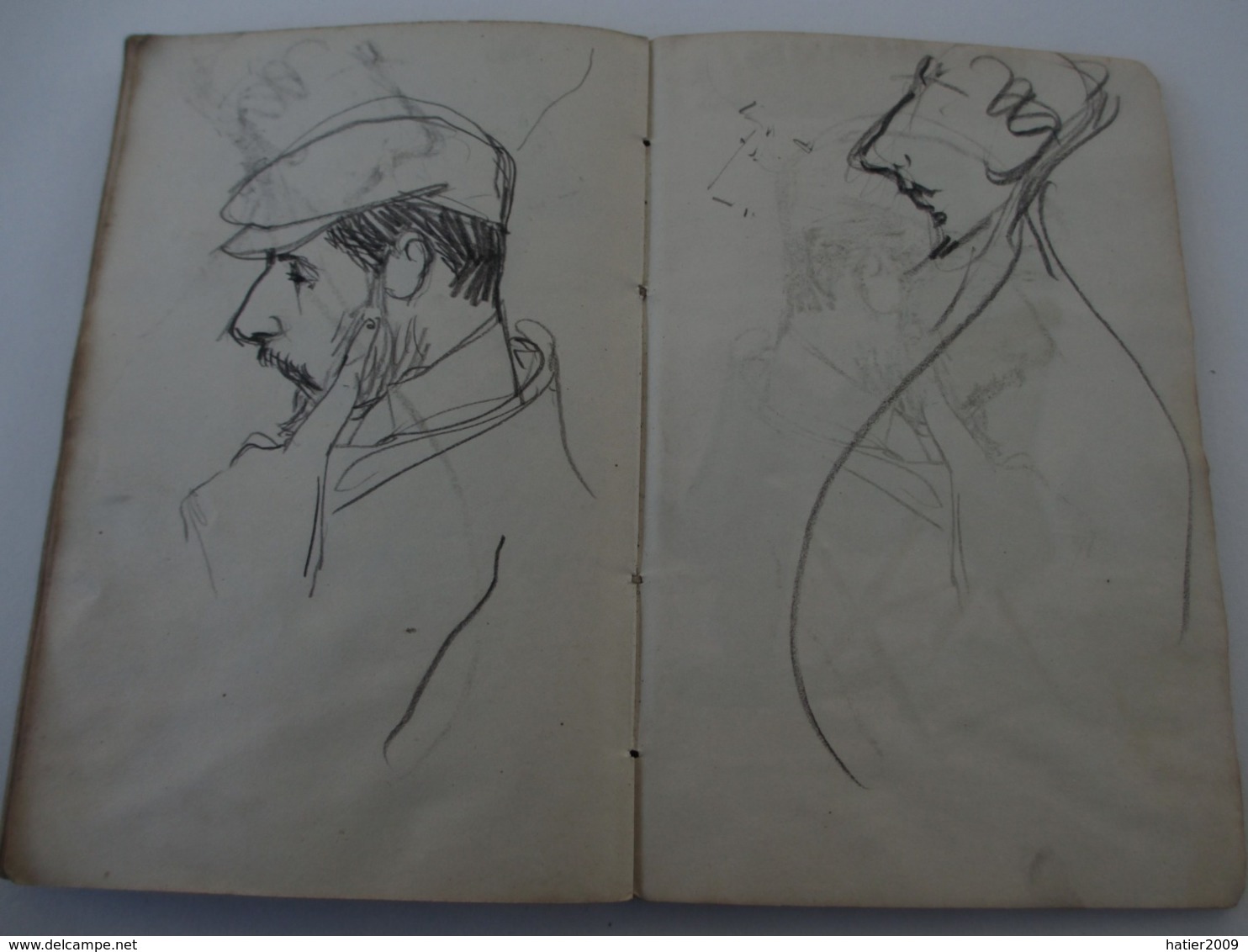 Superbe CARNET contenant + de 150 dessins croquis aquarelles études_artiste peintre a identifier_ Epoque fin XIX