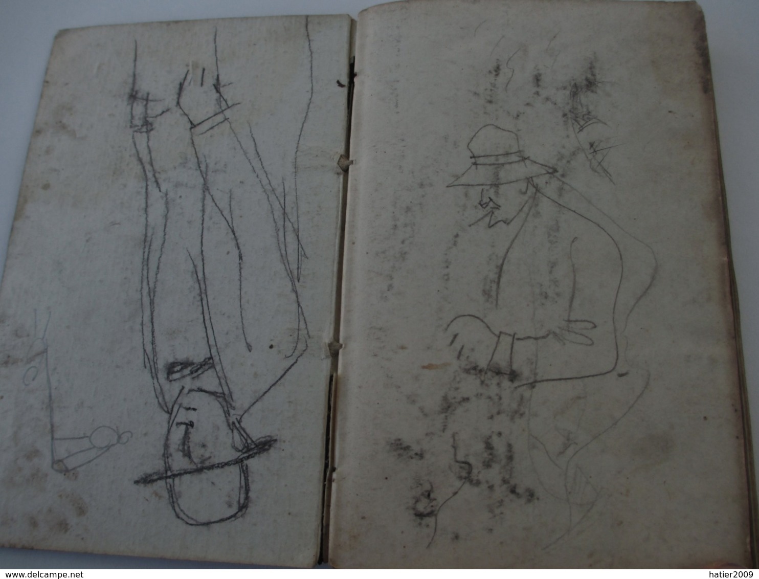 Superbe CARNET contenant + de 150 dessins croquis aquarelles études_artiste peintre a identifier_ Epoque fin XIX