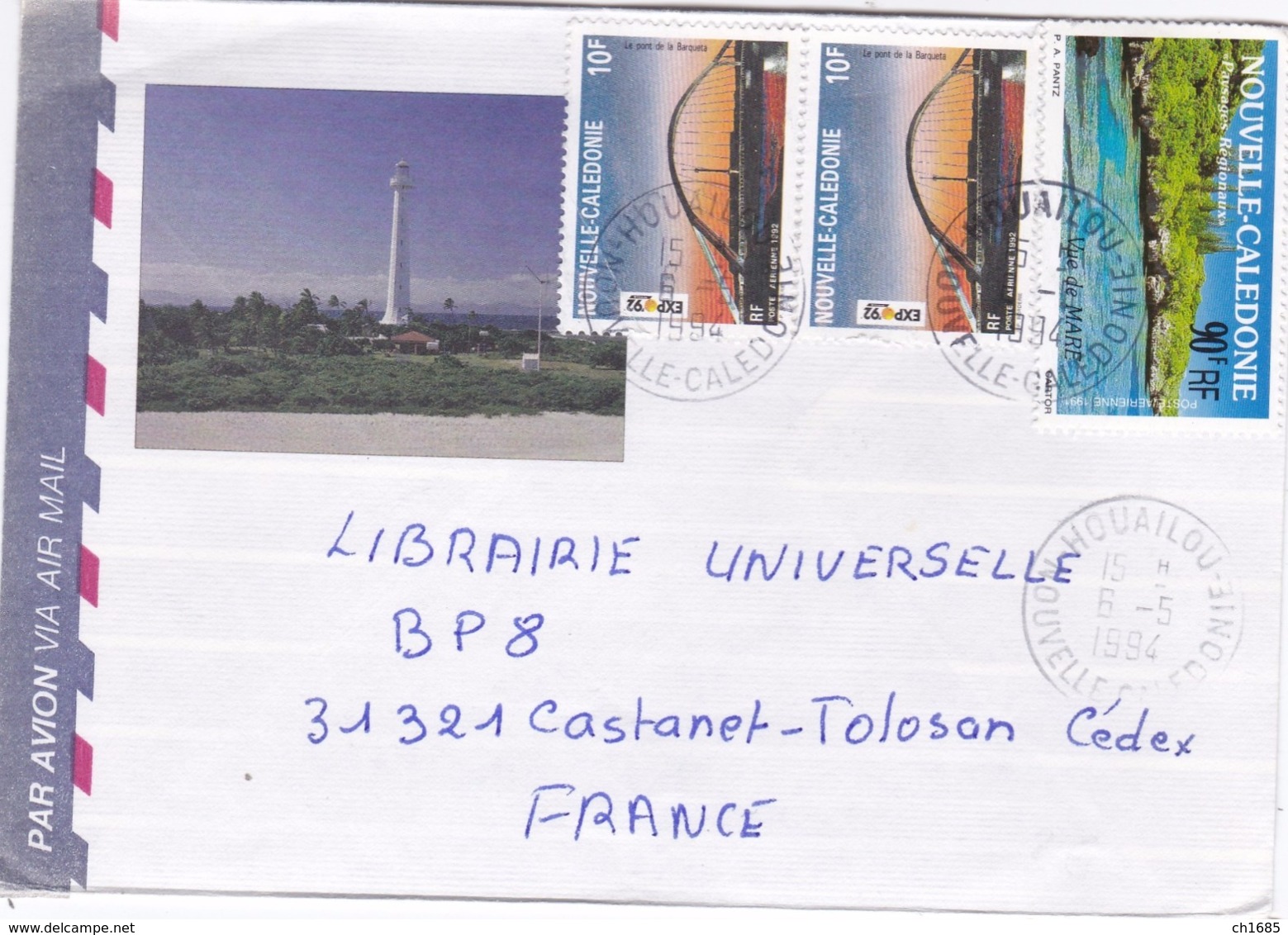 Nouvelle Calédonie : Divers Sur Lettre Pour La France . Phare - Lettres & Documents