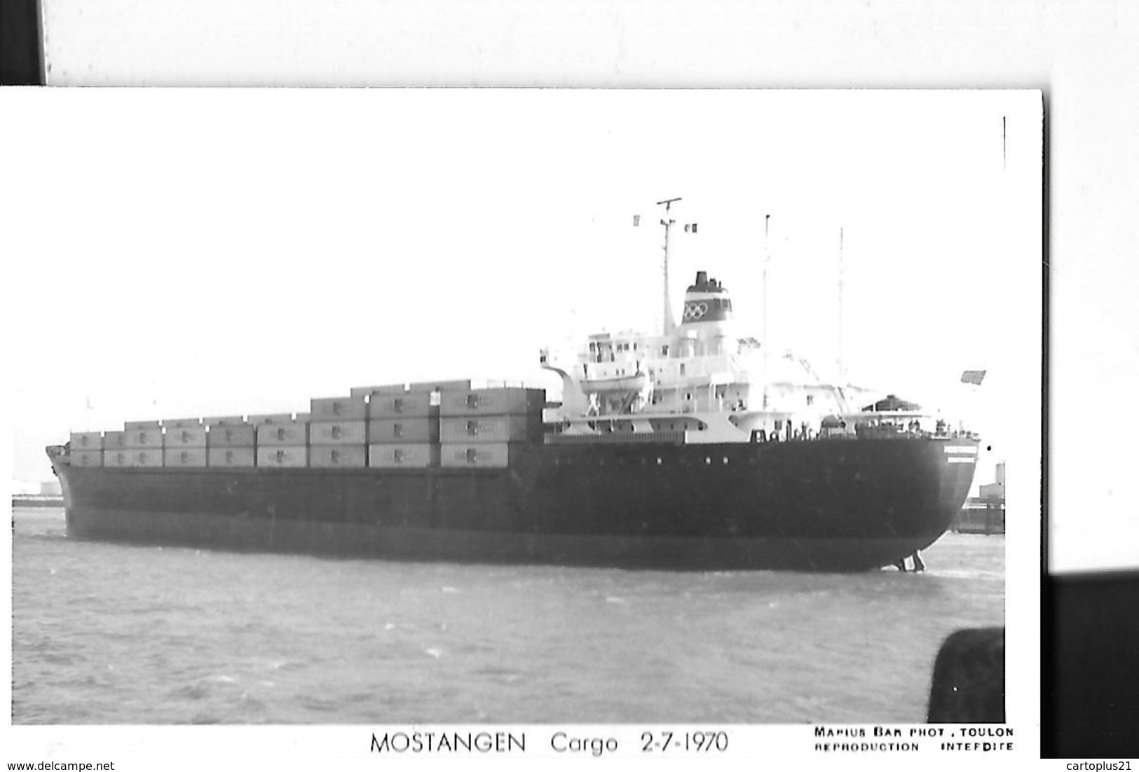 BATEAUX   CARTE PHOTO  COMMERCE MOSTANGEN  CARGO 2. 7. 1970 - Commerce