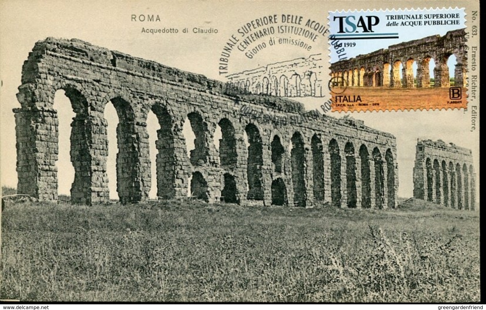 47974 Italia Maximum 2019 Archeological Roman Aqueduct Of Claudius,roma,roman Aqueduc Claudius,vintage Card - Cartas Máxima