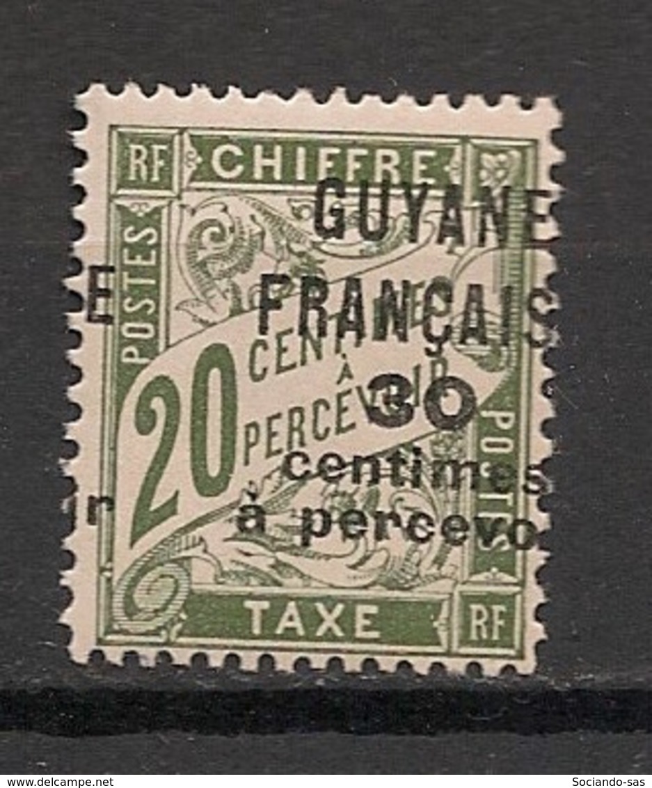 Guyane - 1925-27 -Taxe TT N°Yv. 6 - 30c Sur 20c Olive - Variété Surcharge à Cheval - Neuf * / MH VF - Ungebraucht