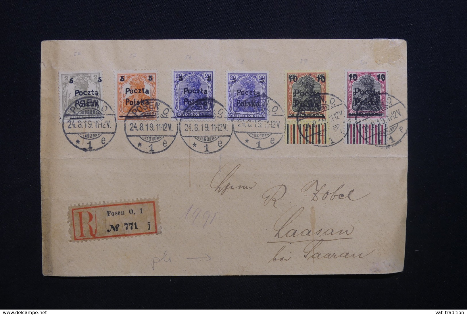POLOGNE - Enveloppe En Recommandé De Posen En 1919 Pour Laasan, Affranchissement Plaisant - L 43538 - Covers & Documents