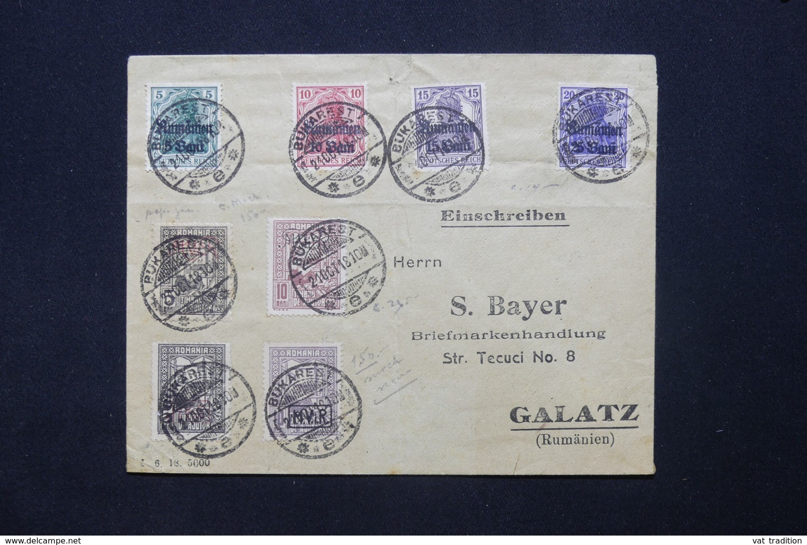 ROUMANIE - Enveloppe De Bucarest Pour Galatz En 1918, Affranchissement Plaisant - L 43539 - Cartas De La Primera Guerra Mundial