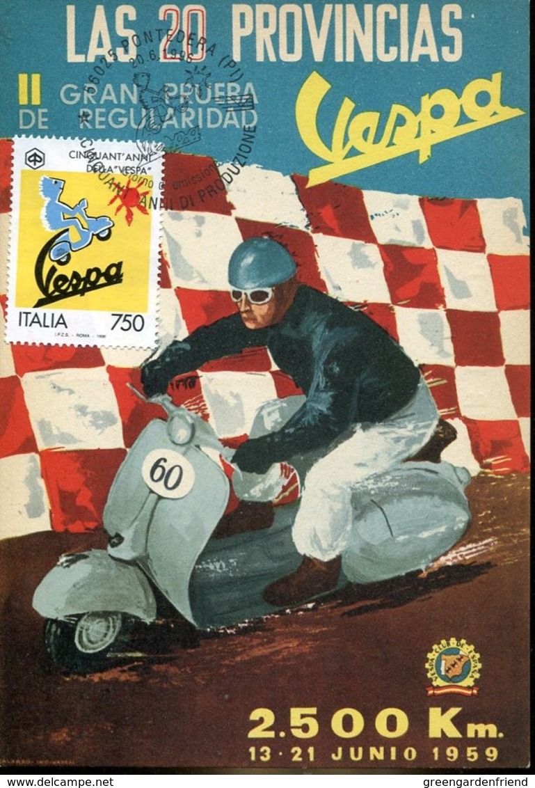 47983  Italia, Maximum 1996   50 Year Of Vespa, Scooter,   50 Anni Moto Vespa, - Maximum Cards