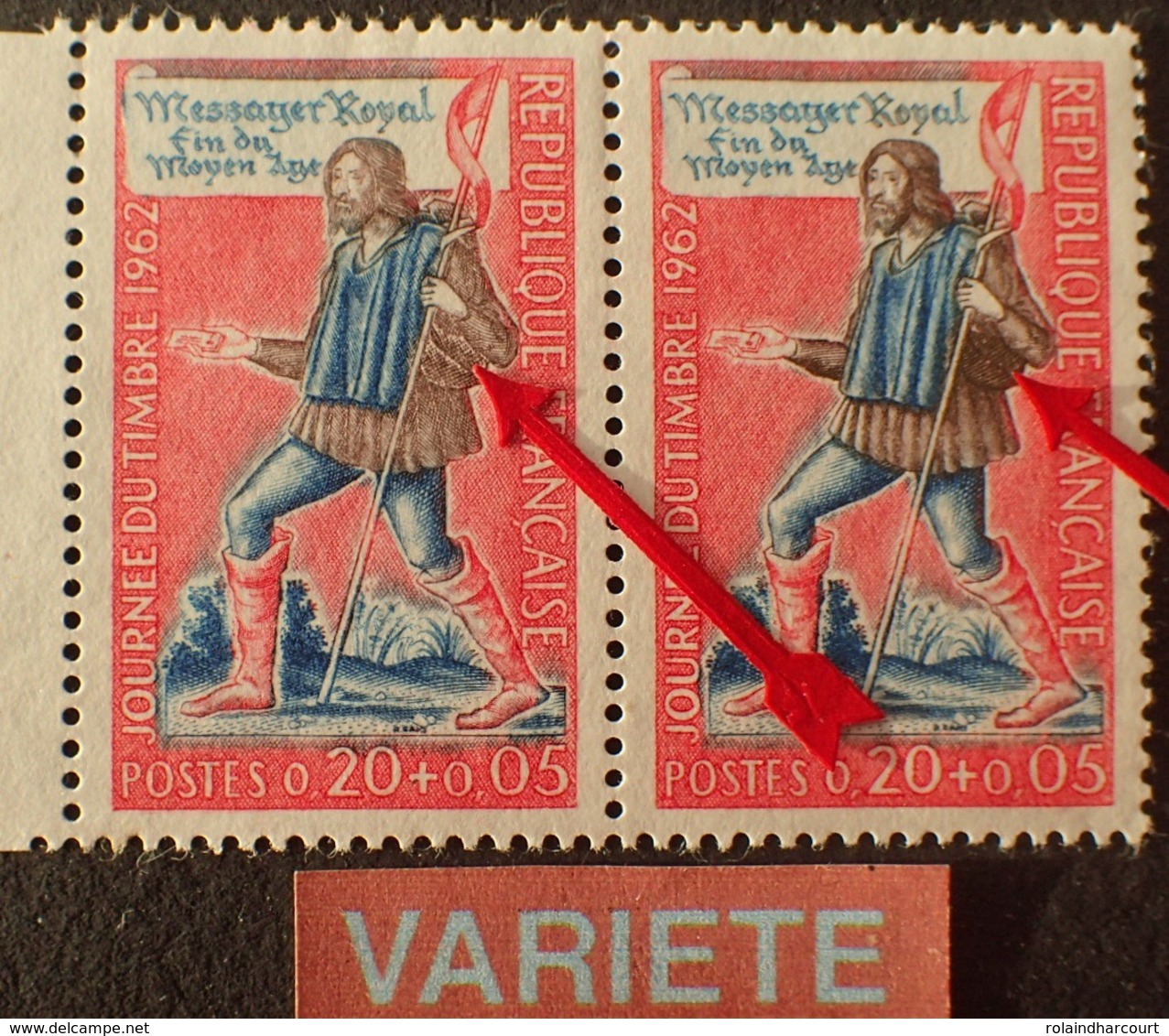 R1591/513 - 1962 - MESSAGER ROYAL - PAIRE N°1332 TIMBRES NEUFS** - VARIETE ➤➤➤ Besace Retouchée Tàn - Neufs