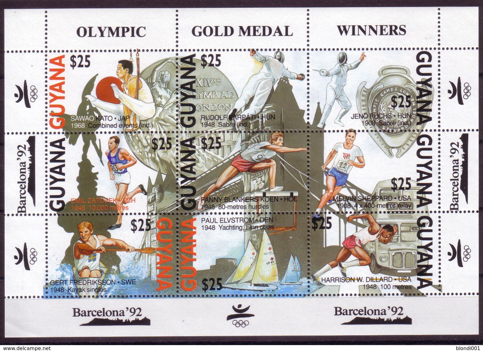 Olympics 1992 - Fencing - GUYANA - Sheet MNH - Summer 1992: Barcelona